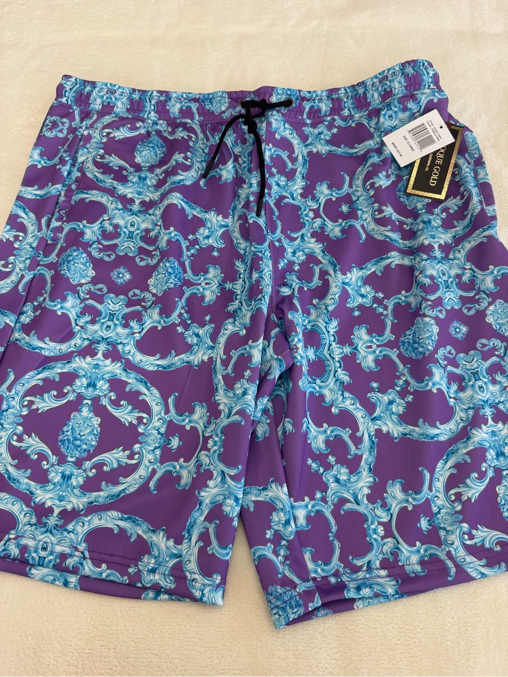Men's Athletic Swim Shorts in Purple & Aqua